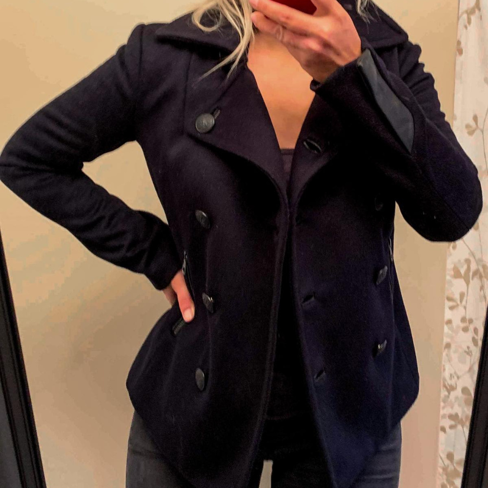 rag & bone Navy Double-Breasted Wool Pea Coat